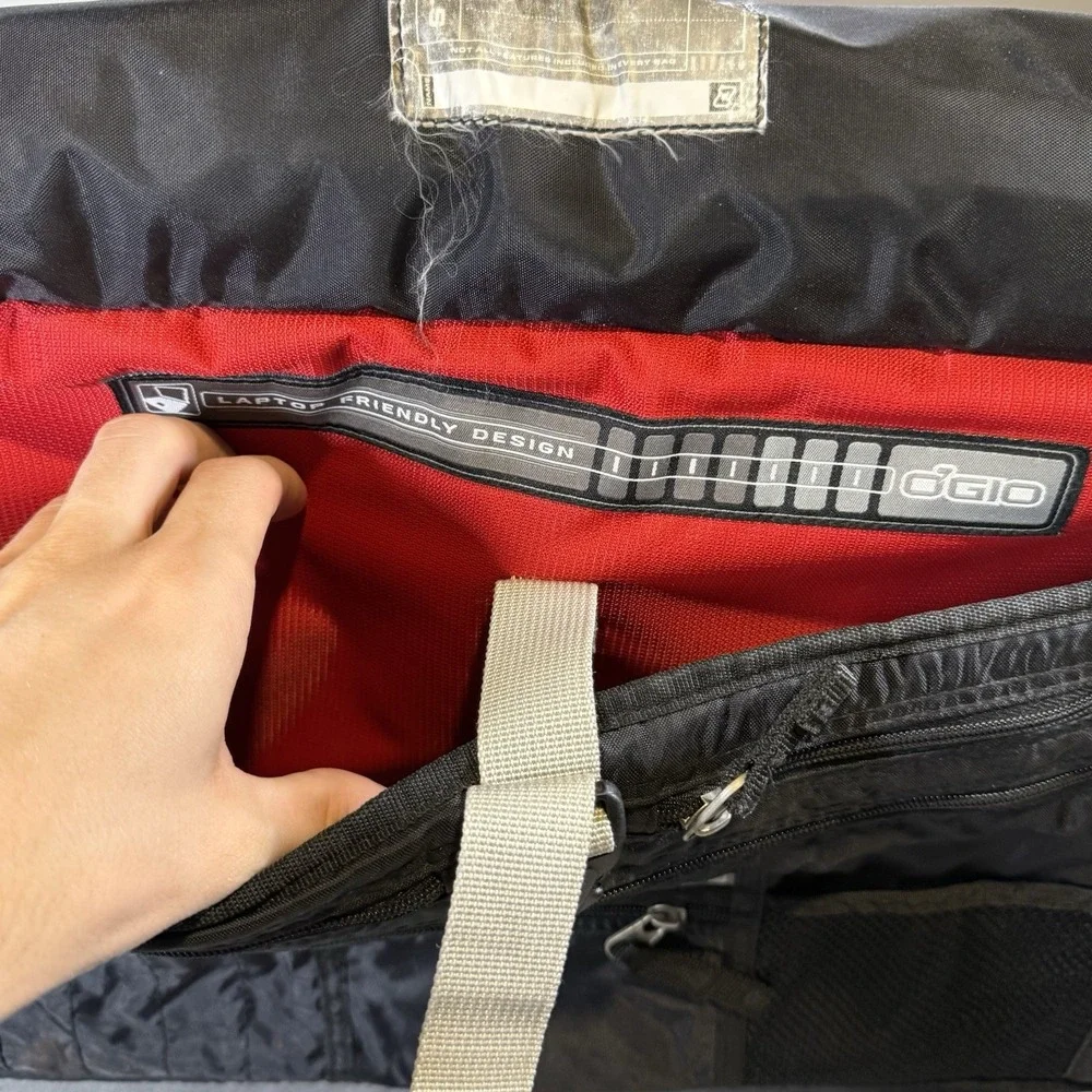 Vintage OGIO Laptop Messenger Bag Black Red Commuter Y2K Cyber Tech‎ Satchel